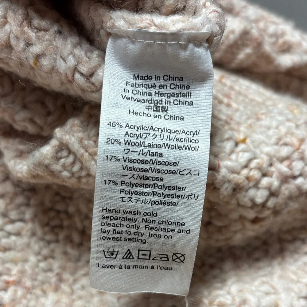 J. Crew Textured Knit Sweater‎ - Cream/Pink With Button Neck